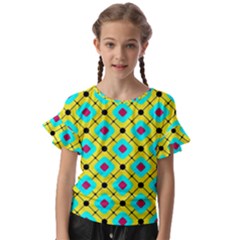 Abstract Pattern Tiles Square Design Modern Kids  Cut Out Flutter Sleeves by Amaryn4rt