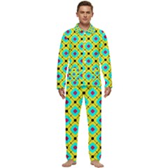 Abstract Pattern Tiles Square Design Modern Men s Long Sleeve Velvet Pocket Pajamas Set