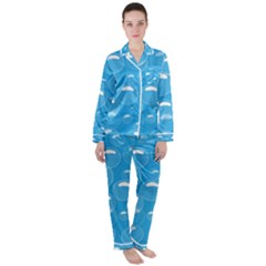 Pattern Blue Bubble Pattern Background Satin Long Sleeve Pajamas Set by Amaryn4rt