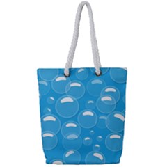 Pattern Blue Bubble Pattern Background Full Print Rope Handle Tote (small) by Amaryn4rt