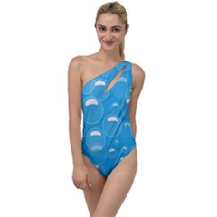 Pattern Blue Bubble Pattern Background To One Side Swimsuit by Amaryn4rt