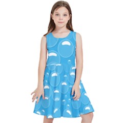 Pattern Blue Bubble Pattern Background Kids  Skater Dress by Amaryn4rt