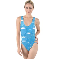 Pattern Blue Bubble Pattern Background High Leg Strappy Swimsuit by Amaryn4rt