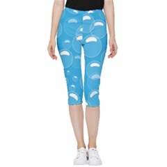 Pattern Blue Bubble Pattern Background Inside Out Lightweight Velour Capri Leggings 