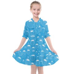 Pattern Blue Bubble Pattern Background Kids  All Frills Chiffon Dress by Amaryn4rt