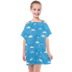 Pattern Blue Bubble Pattern Background Kids  One Piece Chiffon Dress by Amaryn4rt