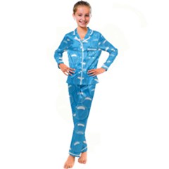 Pattern Blue Bubble Pattern Background Kid s Satin Long Sleeve Pajamas Set by Amaryn4rt