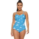 Pattern Blue Bubble Pattern Background Retro Full Coverage Swimsuit View1