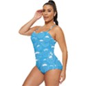 Pattern Blue Bubble Pattern Background Retro Full Coverage Swimsuit View2