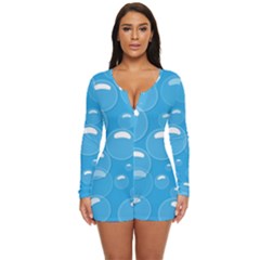 Pattern Blue Bubble Pattern Background Long Sleeve Boyleg Swimsuit by Amaryn4rt