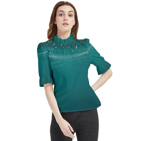 Ocean Frill Neck Blouse by nateshop