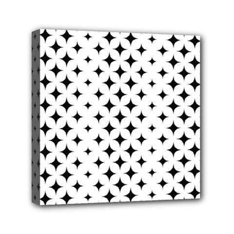 Pattern-whit Star Black Mini Canvas 6  X 6  (stretched) by nateshop