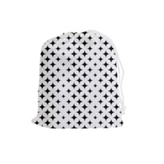 Pattern-whit Star Black Drawstring Pouch (large) by nateshop