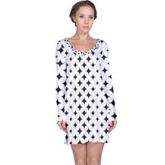 Pattern-whit Star Black Long Sleeve Nightdress by nateshop