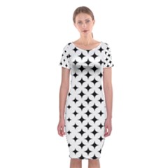 Pattern-whit Star Black Classic Short Sleeve Midi Dress by nateshop