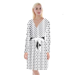 Pattern-whit Star Black Long Sleeve Velvet Front Wrap Dress by nateshop