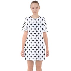 Pattern-whit Star Black Sixties Short Sleeve Mini Dress by nateshop