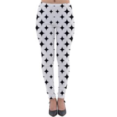 Pattern-whit Star Black Lightweight Velour Leggings by nateshop