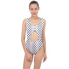 Pattern-whit Star Black Center Cut Out Swimsuit by nateshop