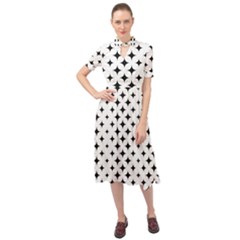 Pattern-whit Star Black Keyhole Neckline Chiffon Dress