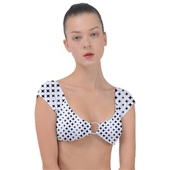 Pattern-whit Star Black Cap Sleeve Ring Bikini Top by nateshop