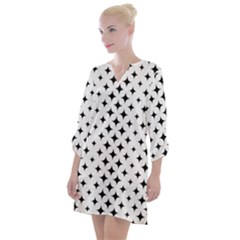 Pattern-whit Star Black Open Neck Shift Dress by nateshop