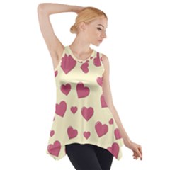 Valentine Flat Love Hearts Design Romantic Side Drop Tank Tunic by Amaryn4rt