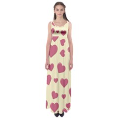 Valentine Flat Love Hearts Design Romantic Empire Waist Maxi Dress by Amaryn4rt