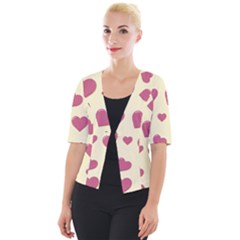 Valentine Flat Love Hearts Design Romantic Cropped Button Cardigan by Amaryn4rt