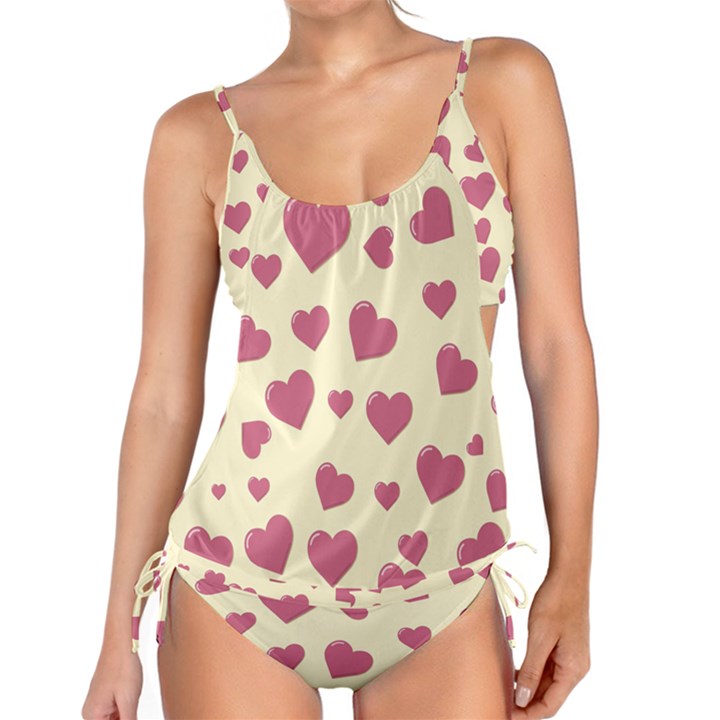 Valentine Flat Love Hearts Design Romantic Tankini Set