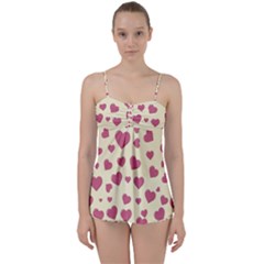 Valentine Flat Love Hearts Design Romantic Babydoll Tankini Set by Amaryn4rt