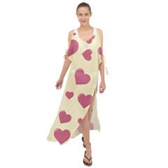 Valentine Flat Love Hearts Design Romantic Maxi Chiffon Cover Up Dress