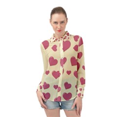 Valentine Flat Love Hearts Design Romantic Long Sleeve Chiffon Shirt