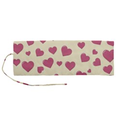 Valentine Flat Love Hearts Design Romantic Roll Up Canvas Pencil Holder (m) by Amaryn4rt