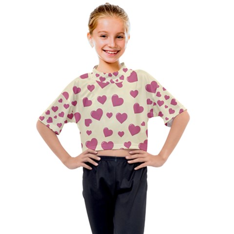 Valentine Flat Love Hearts Design Romantic Kids Mock Neck Tee by Amaryn4rt