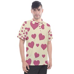 Valentine Flat Love Hearts Design Romantic Men s Polo Tee