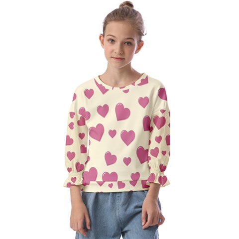 Valentine Flat Love Hearts Design Romantic Kids  Cuff Sleeve Top by Amaryn4rt