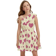 Valentine Flat Love Hearts Design Romantic Kids  One Shoulder Party Dress by Amaryn4rt