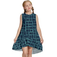 Abstract Illustration Background Rectangles Pattern Kids  Frill Swing Dress