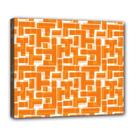 Illustration Orange Background Rectangles Pattern Deluxe Canvas 24  X 20  (stretched) by Amaryn4rt