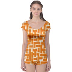 Illustration Orange Background Rectangles Pattern Boyleg Leotard  by Amaryn4rt