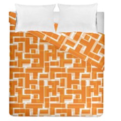 Illustration Orange Background Rectangles Pattern Duvet Cover Double Side (queen Size) by Amaryn4rt