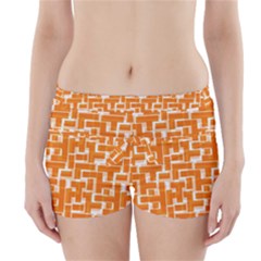 Illustration Orange Background Rectangles Pattern Boyleg Bikini Wrap Bottoms by Amaryn4rt