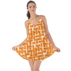 Illustration Orange Background Rectangles Pattern Love The Sun Cover Up