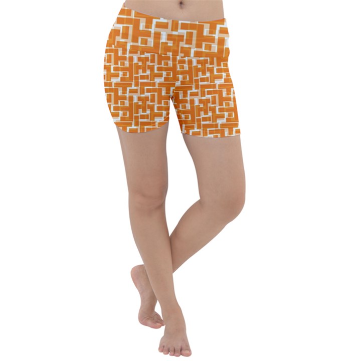 Illustration Orange Background Rectangles Pattern Lightweight Velour Yoga Shorts