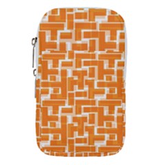 Illustration Orange Background Rectangles Pattern Waist Pouch (large) by Amaryn4rt