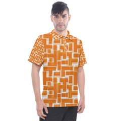 Illustration Orange Background Rectangles Pattern Men s Polo Tee