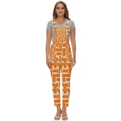 Illustration Orange Background Rectangles Pattern Women s Pinafore Overalls Jumpsuit by Amaryn4rt