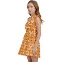 Illustration Orange Background Rectangles Pattern Kids  One Shoulder Party Dress View3