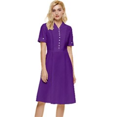 Purple Button Top Knee Length Dress